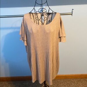 Adrianna Papell Beige Short Sleeve Tunic